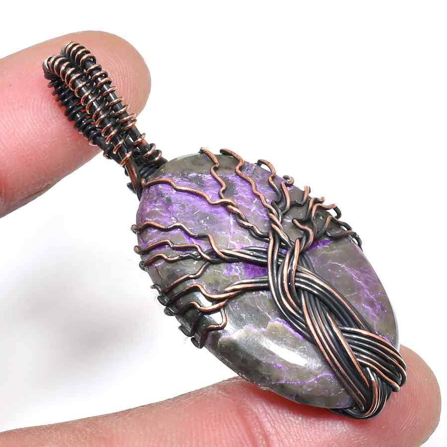 Ezra’s Veil – Handwrapped Amethyst & Oxidized Copper Pendant