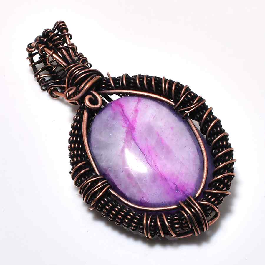 Luna’s Harmony – Pink & Purple Agate Copper Pendant