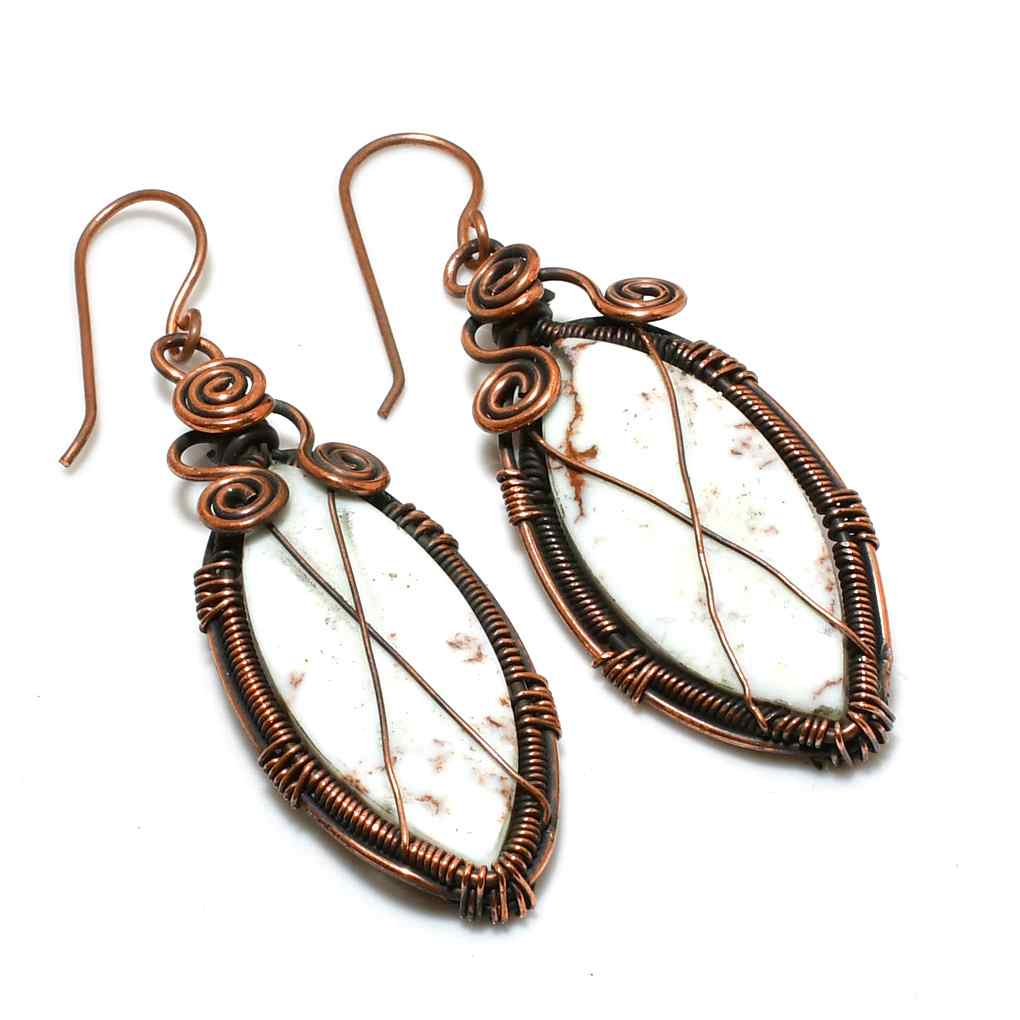 Serenity’s Embrace – White Jasper & Copper Earrings