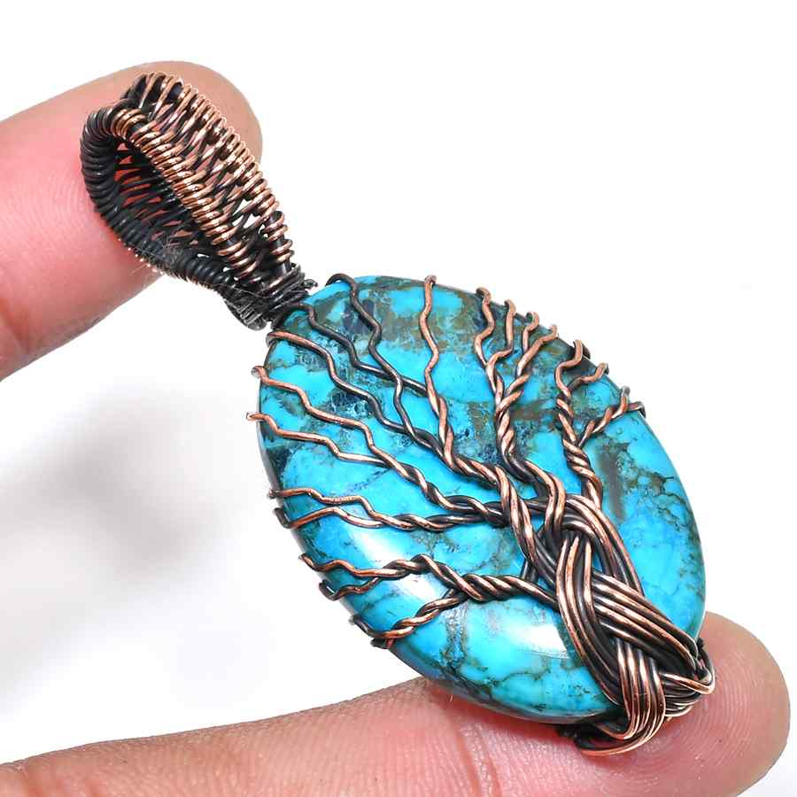 Sylvan Serenity – Turquoise Tree of Life Copper Pendant