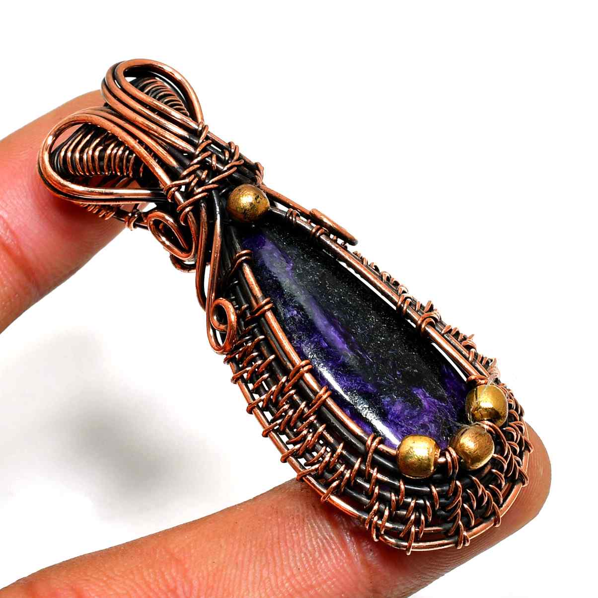 Ezra’s Veil – Handcrafted Amethyst & Oxidized Copper Pendant