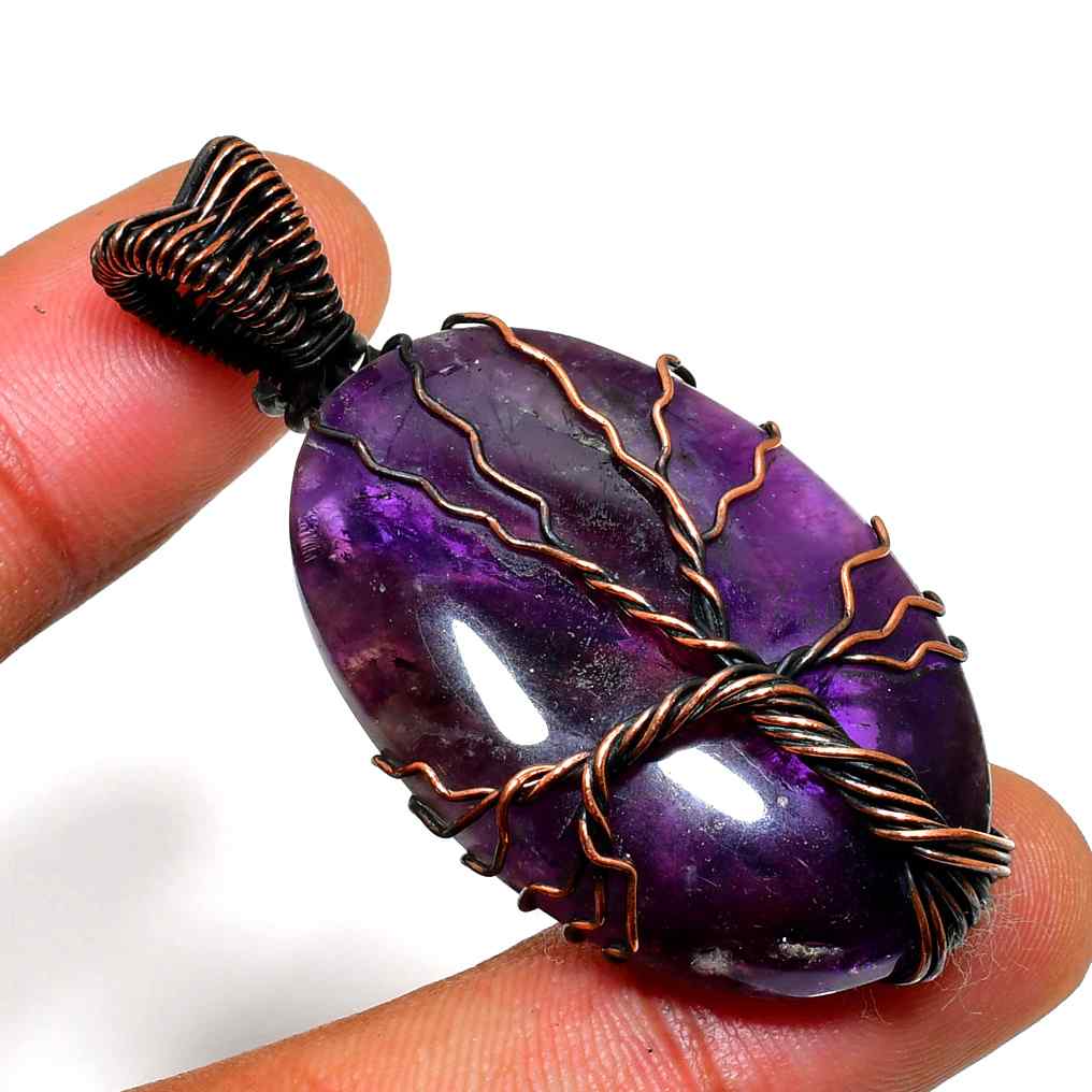 Ezra’s Veil – Mystic Amethyst & Copper Pendant