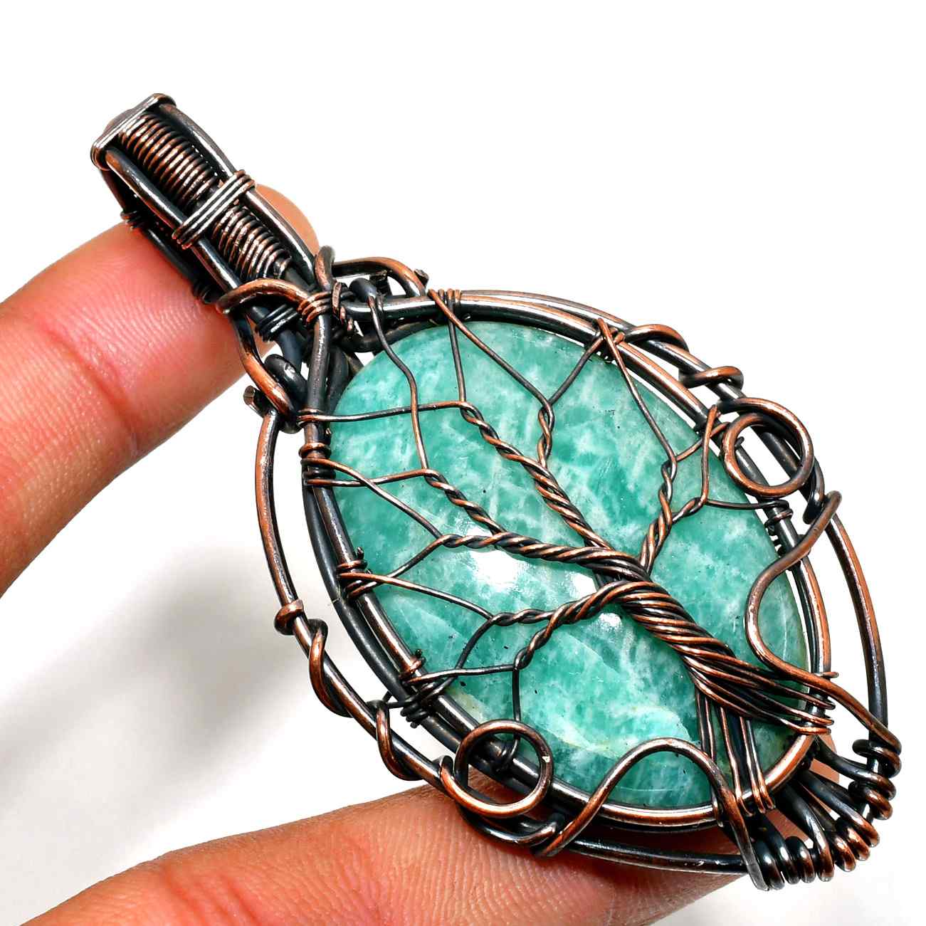 Gaia’s Harmony – Amazonite Copper Pendant