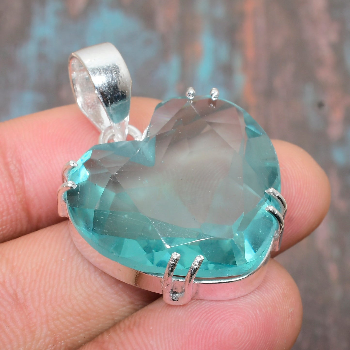 Ocean’s Heart – Turquoise & Sterling Silver Heart Pendant