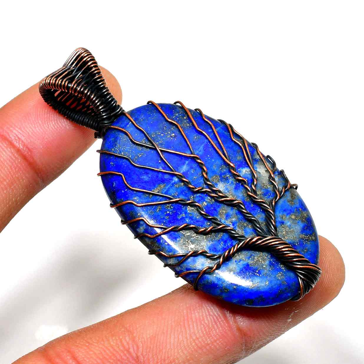 Celestial Tree – Lapis Lazuli & Copper Pendant