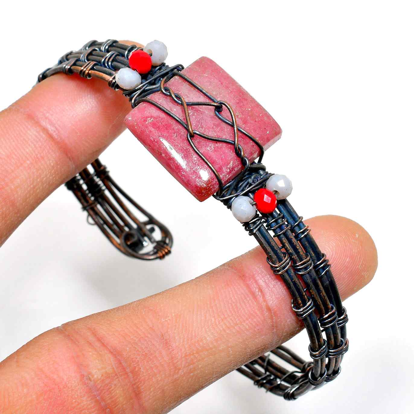 Amara’s Embrace – Rhodonite & Copper Bracelet