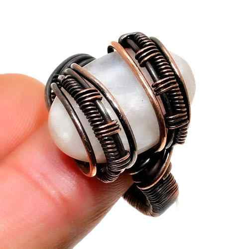 Moonlit Serenity – Oxidized Copper Moonstone Ring