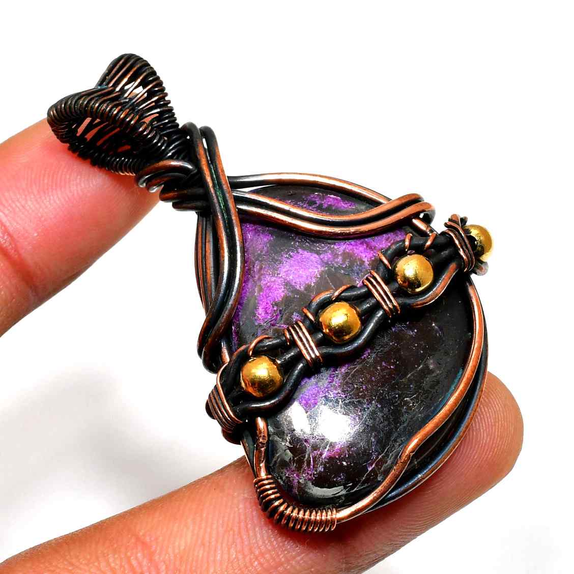 Ezra’s Veil – Handcrafted Amethyst & Copper Pendant