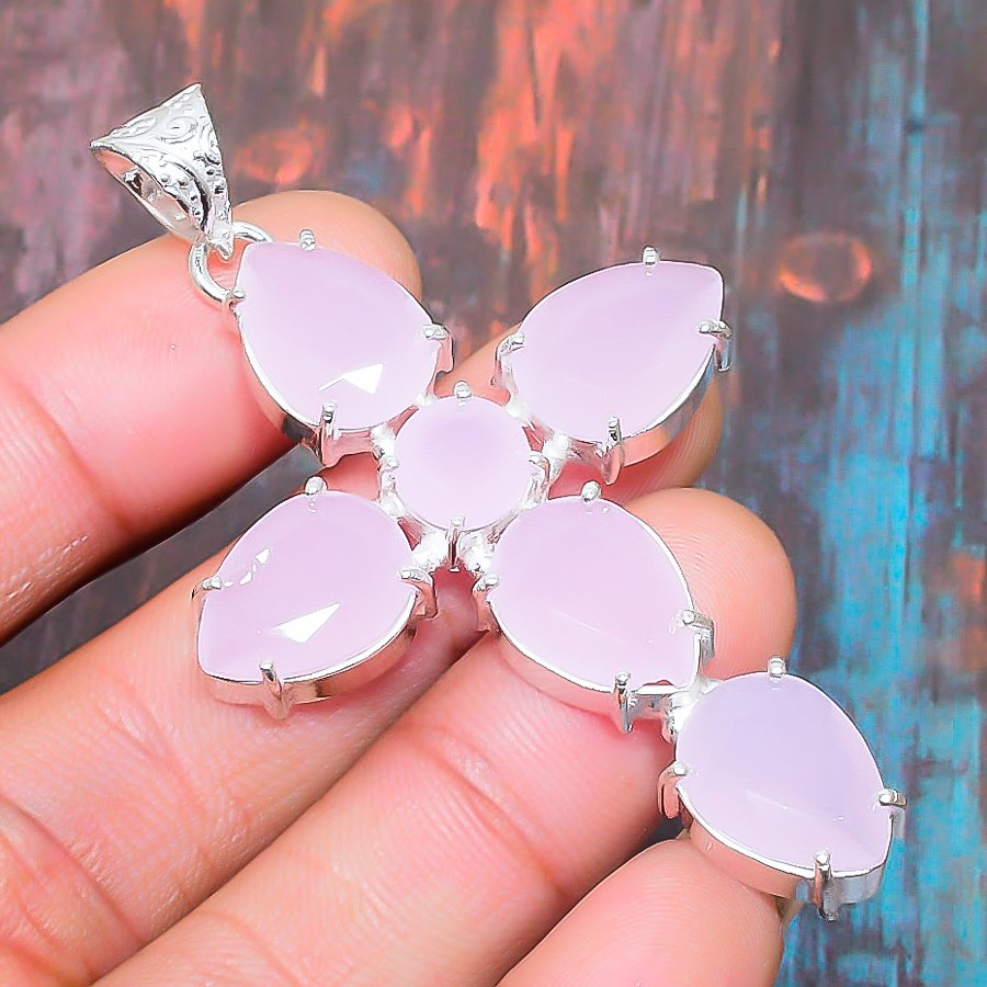 Serenity’s Heart – Rose Quartz Silver Cross Pendant