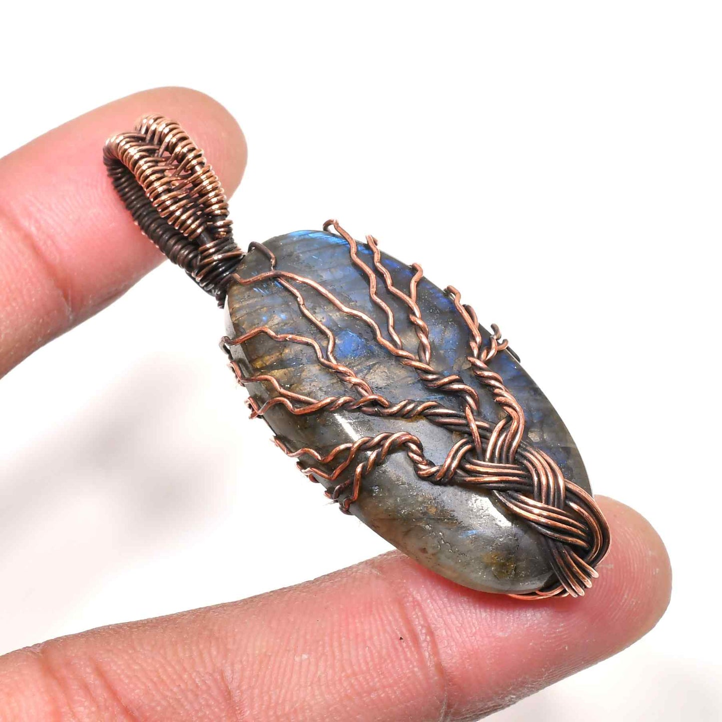 Aurora’s Tree – Labradorite Copper Pendant