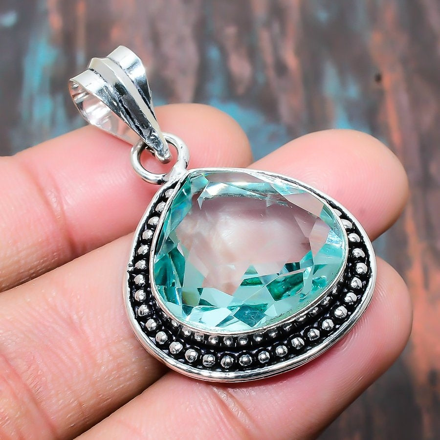 Selene’s Serenity – Aqua Chalcedony Sterling Silver Pendant