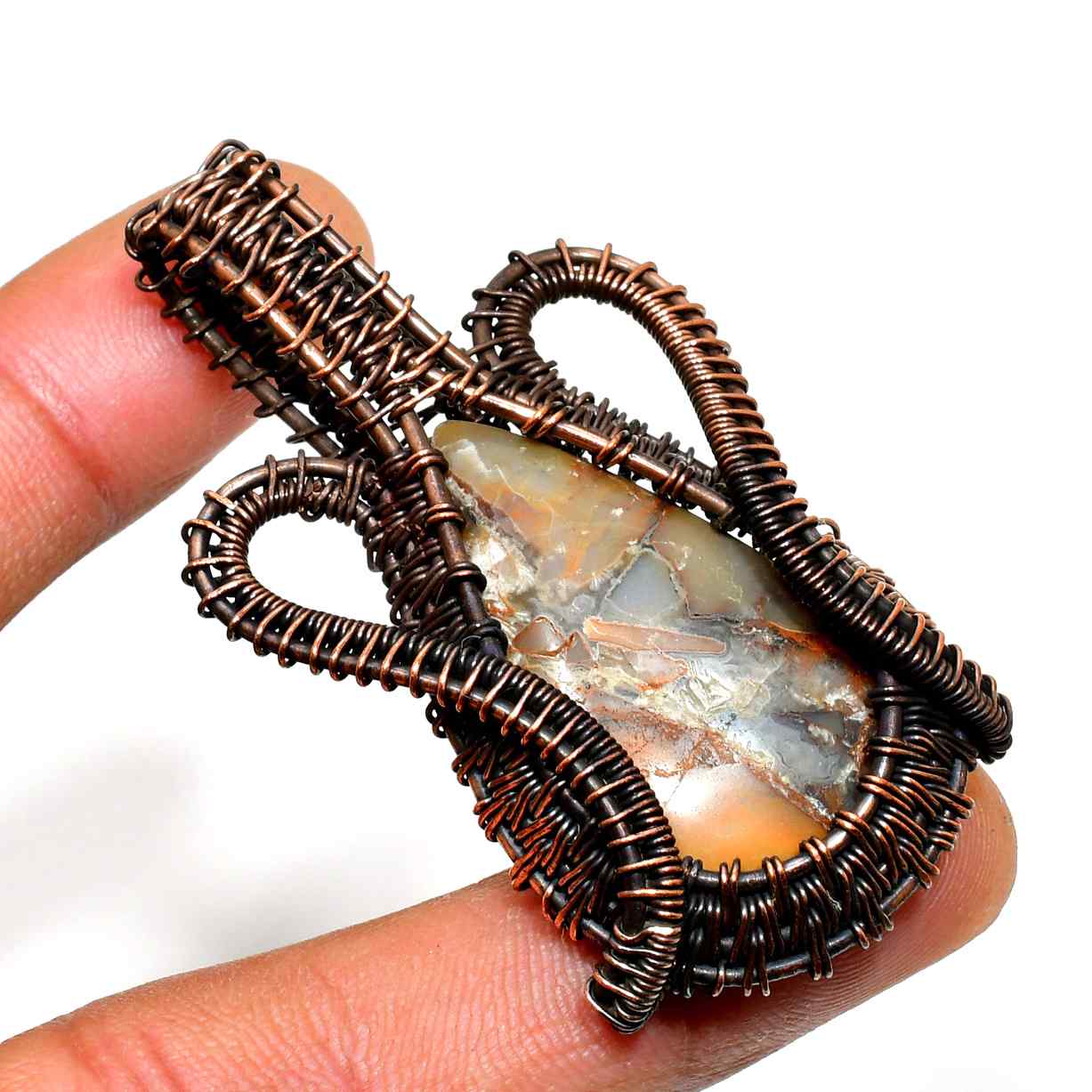 Grounded Grace – Agate Copper Pendant