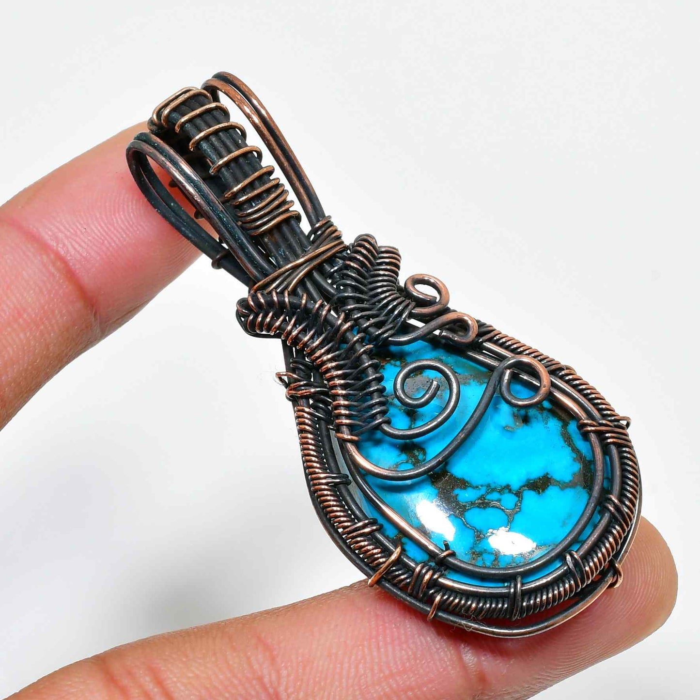 Serenity’s Spiral – Turquoise Copper Pendant
