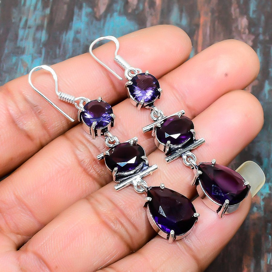 Elara’s Radiance – Sterling Silver Amethyst Drops