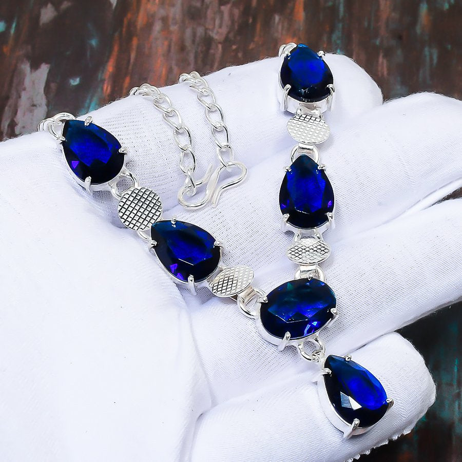 Ocean’s Whisper – Sapphire Sterling Silver Bracelet