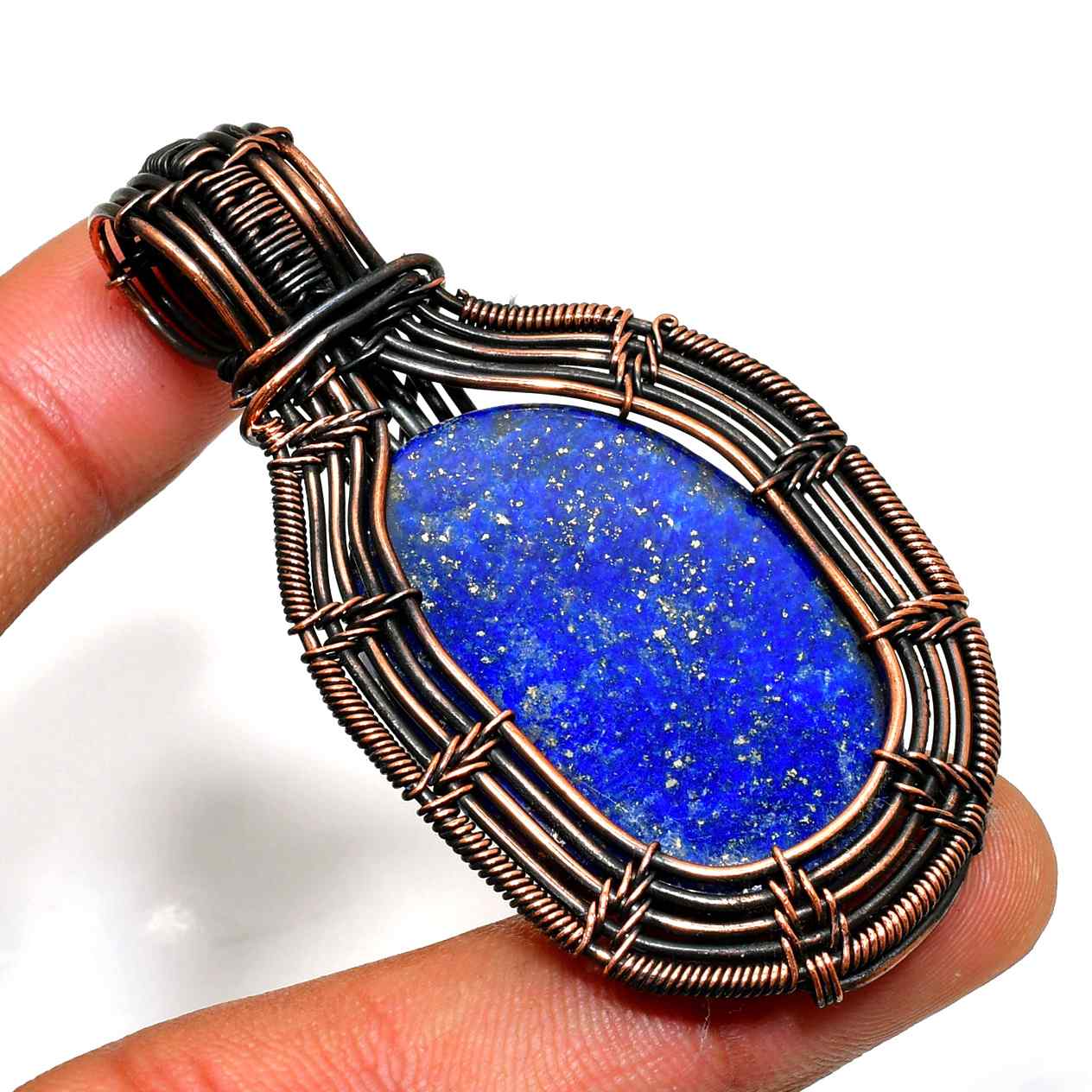 Wisdom’s Embrace – Lapis Lazuli Copper Pendant