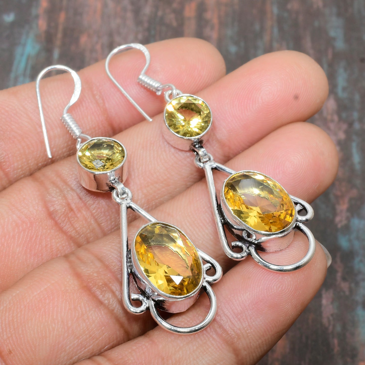 Solar Radiance – Citrine & Silver Earrings
