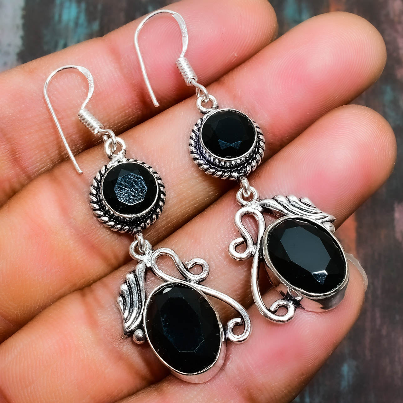 Noir Resilience – Sterling Silver Black Onyx Earrings