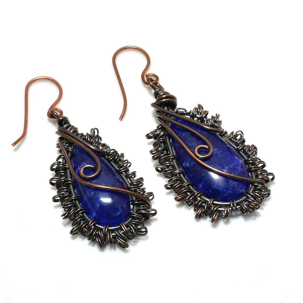 Azure Whisper – Lapis Lazuli Copper Earrings