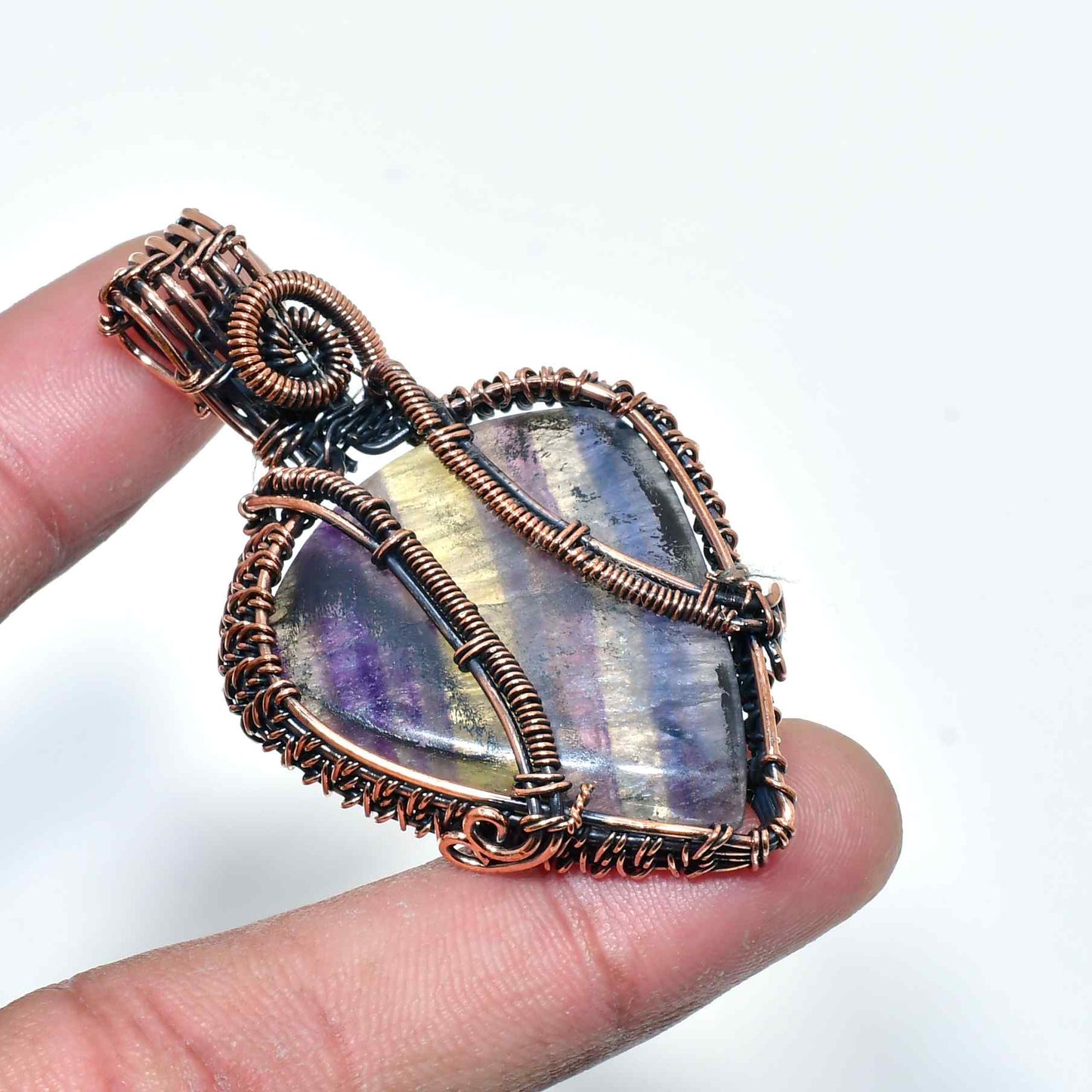 Ezra’s Veil – Oxidized Copper Amethyst Pendant