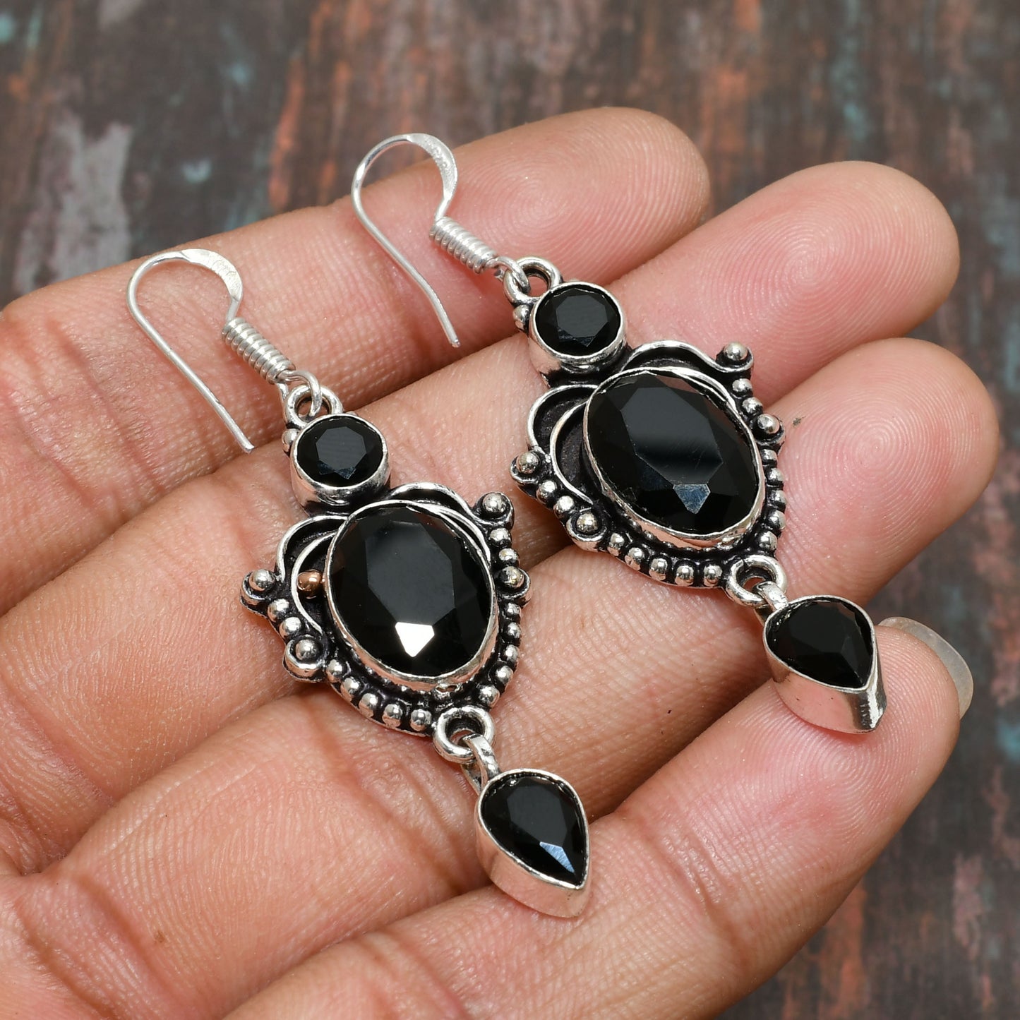 Midnight Guardian – Black Onyx Sterling Silver Earrings