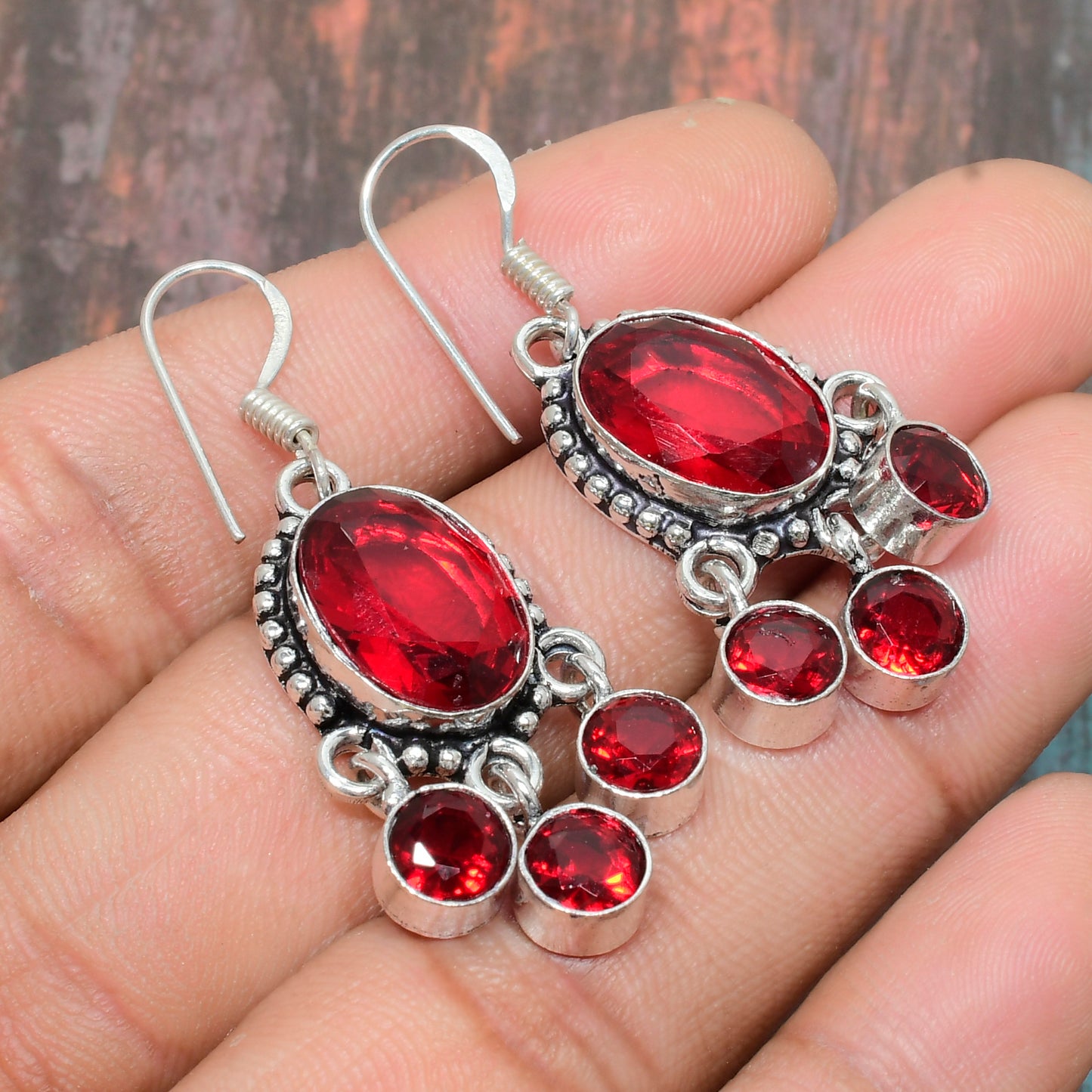 Scarlet Flame – Sterling Silver Ruby Earrings