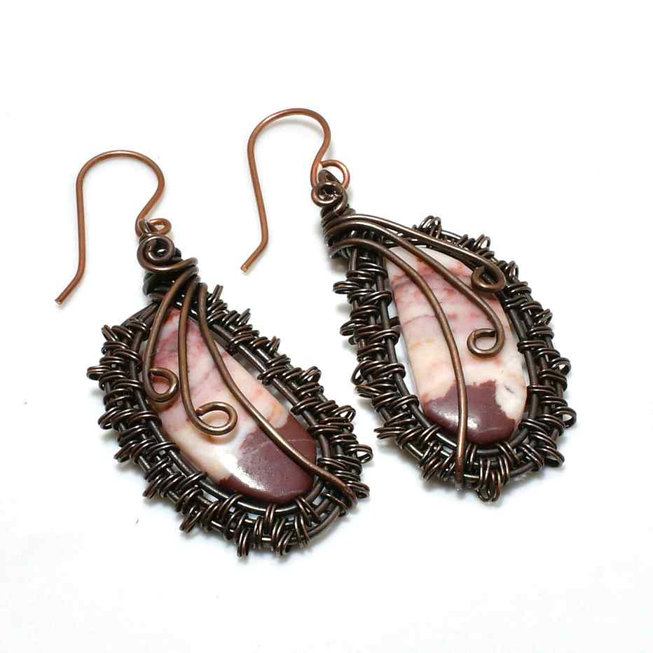 Rose Haven – Pink Opal Copper Earrings