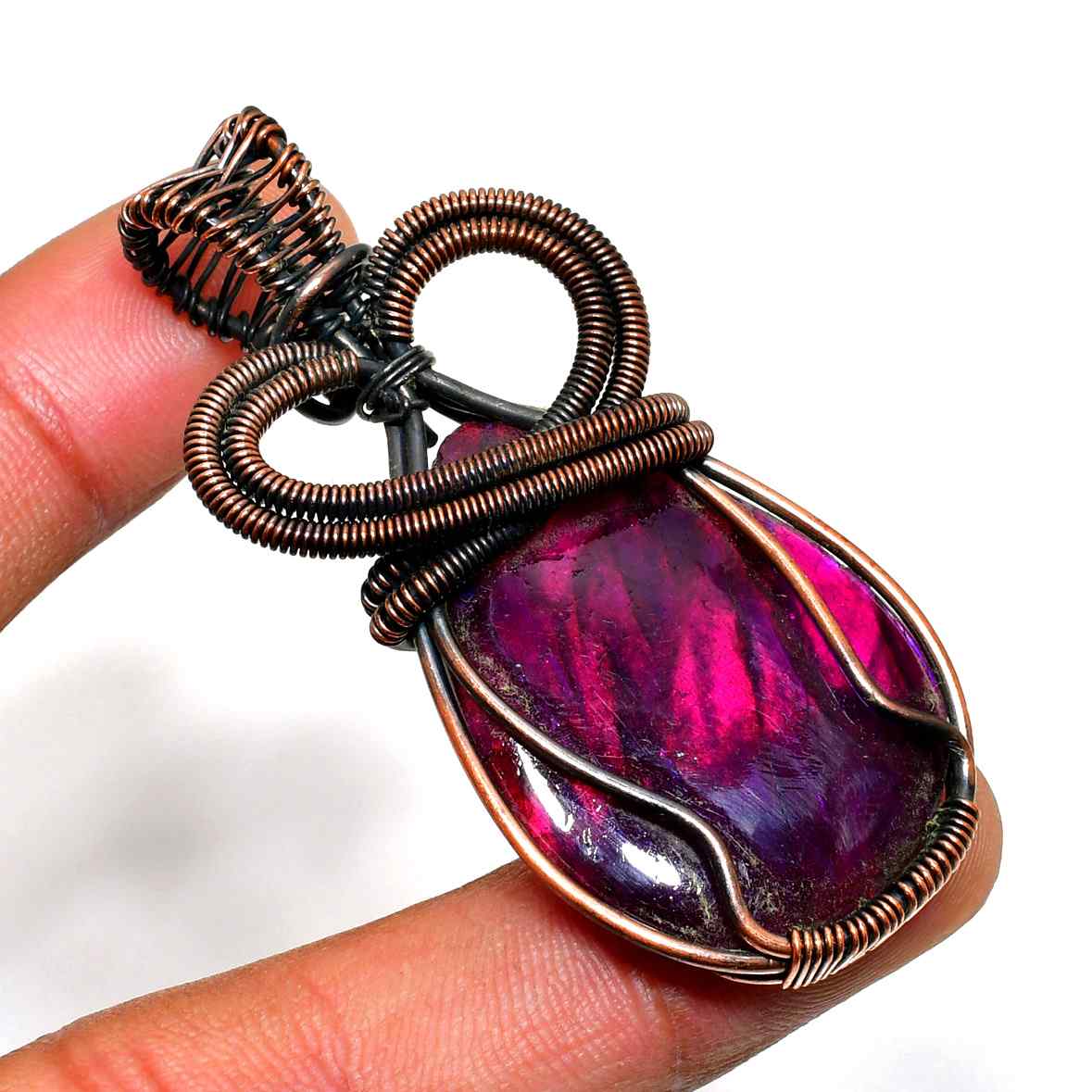 Ezra’s Veil – Oxidized Copper Amethyst Pendant