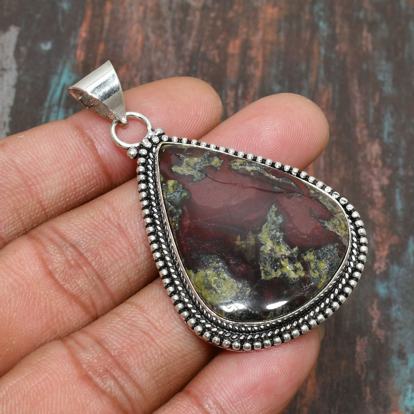 Gaia’s Ground – Bloodstone Silver Pendant