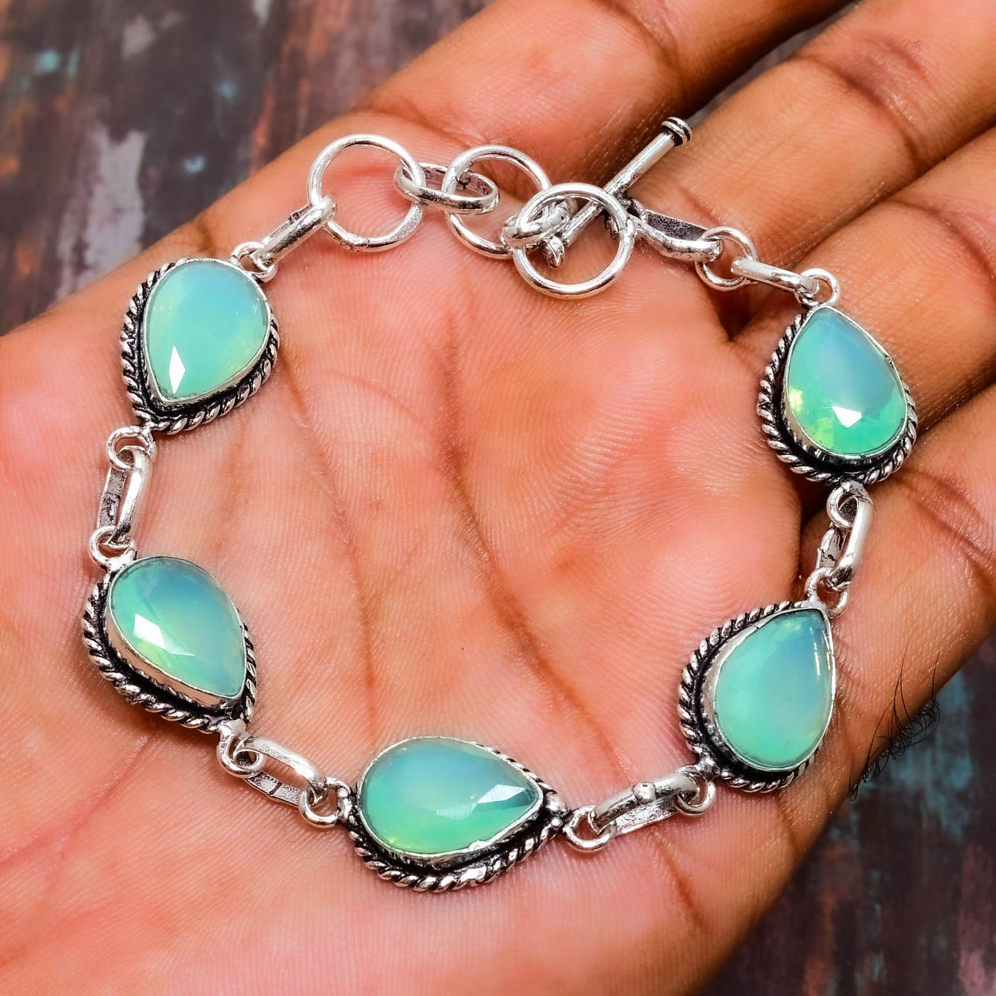 Aurora’s Tear – Sterling Silver Opal Bracelet