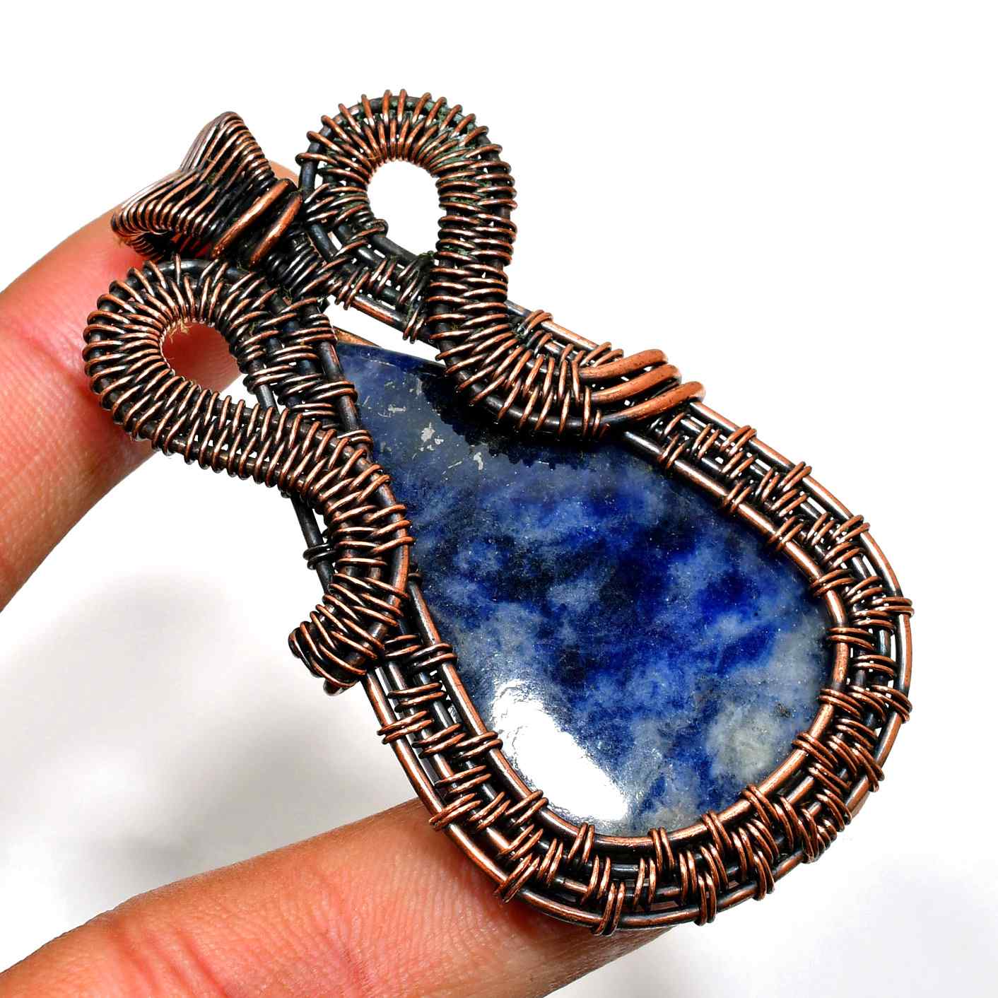 Tranquil Depths – Sodalite Copper Pendant