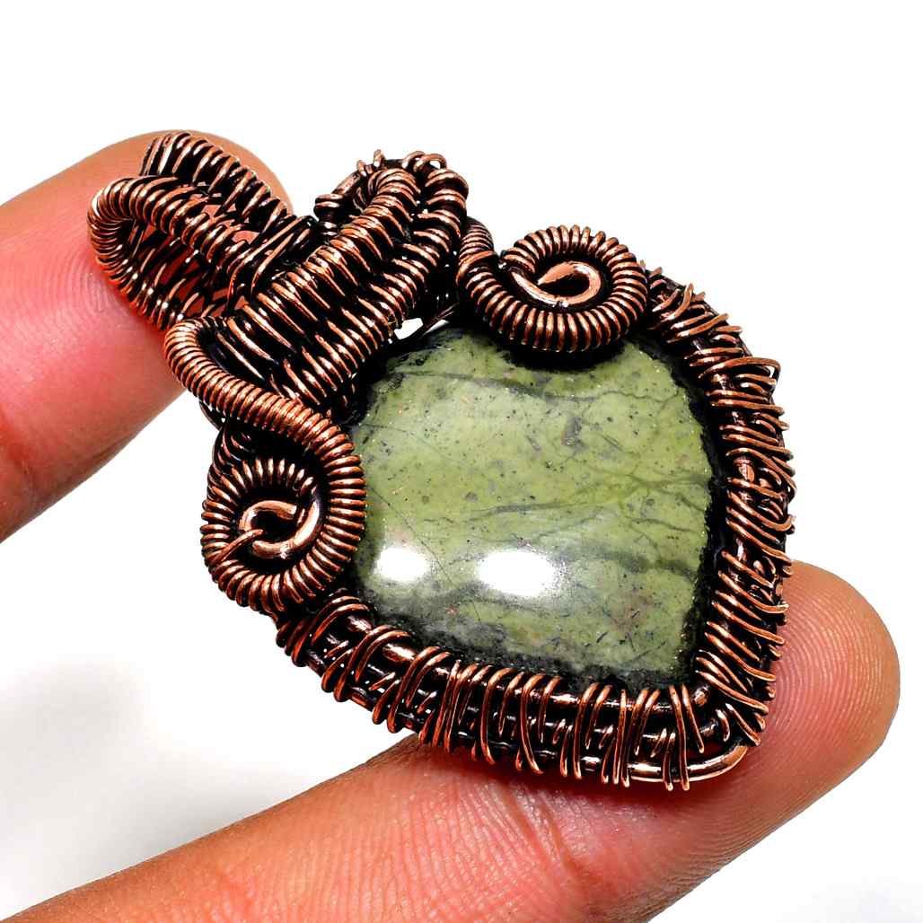 Harmony’s Heart – Green Stone Copper Pendant