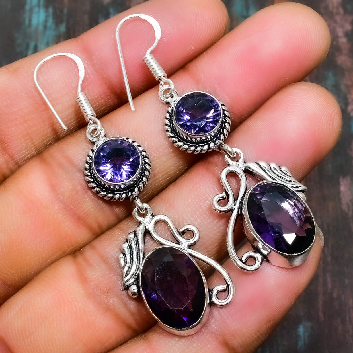 Ezra’s Blossom – Amethyst & Silver Filigree Earrings