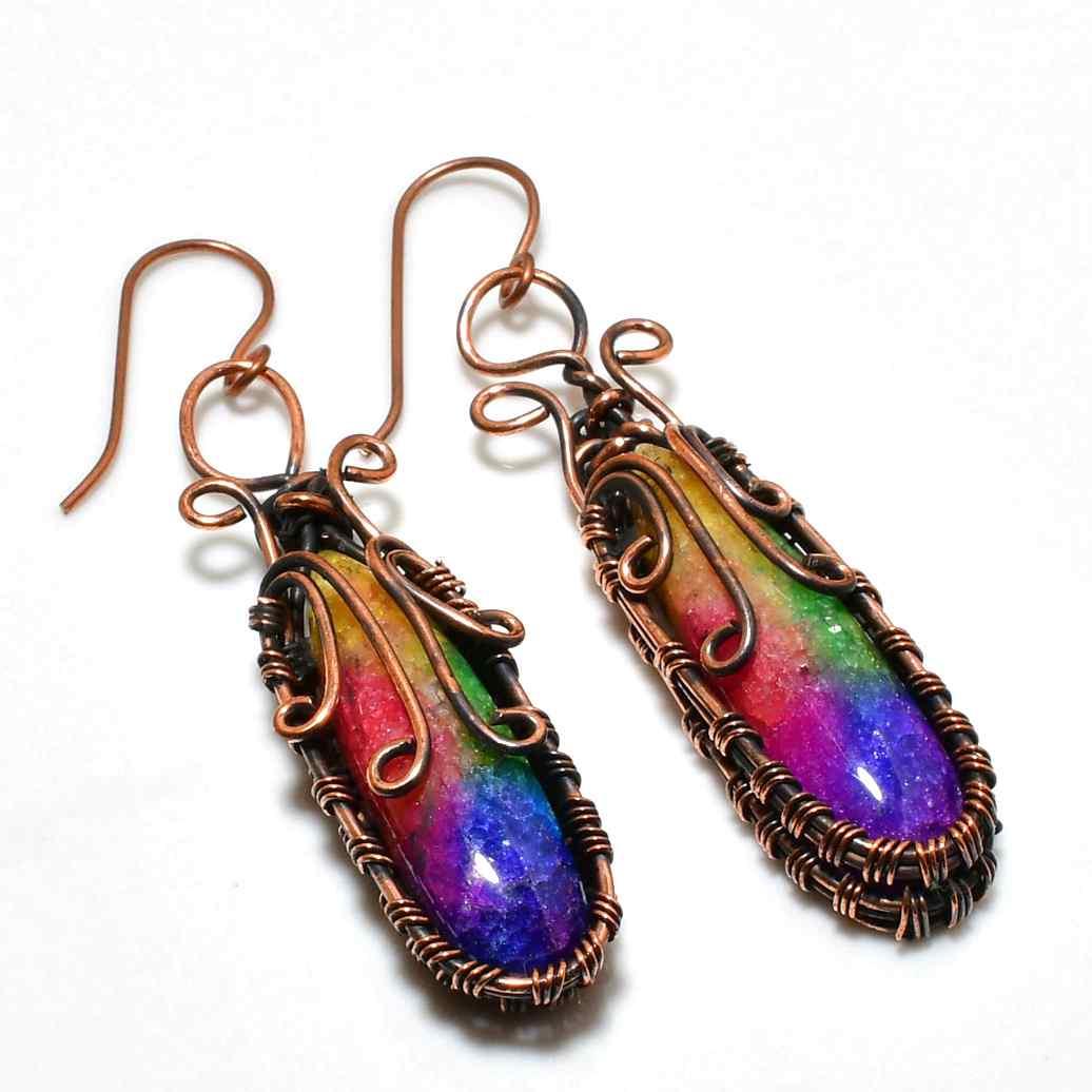 Aurora Radiance – Rainbow Copper Gemstone Earrings
