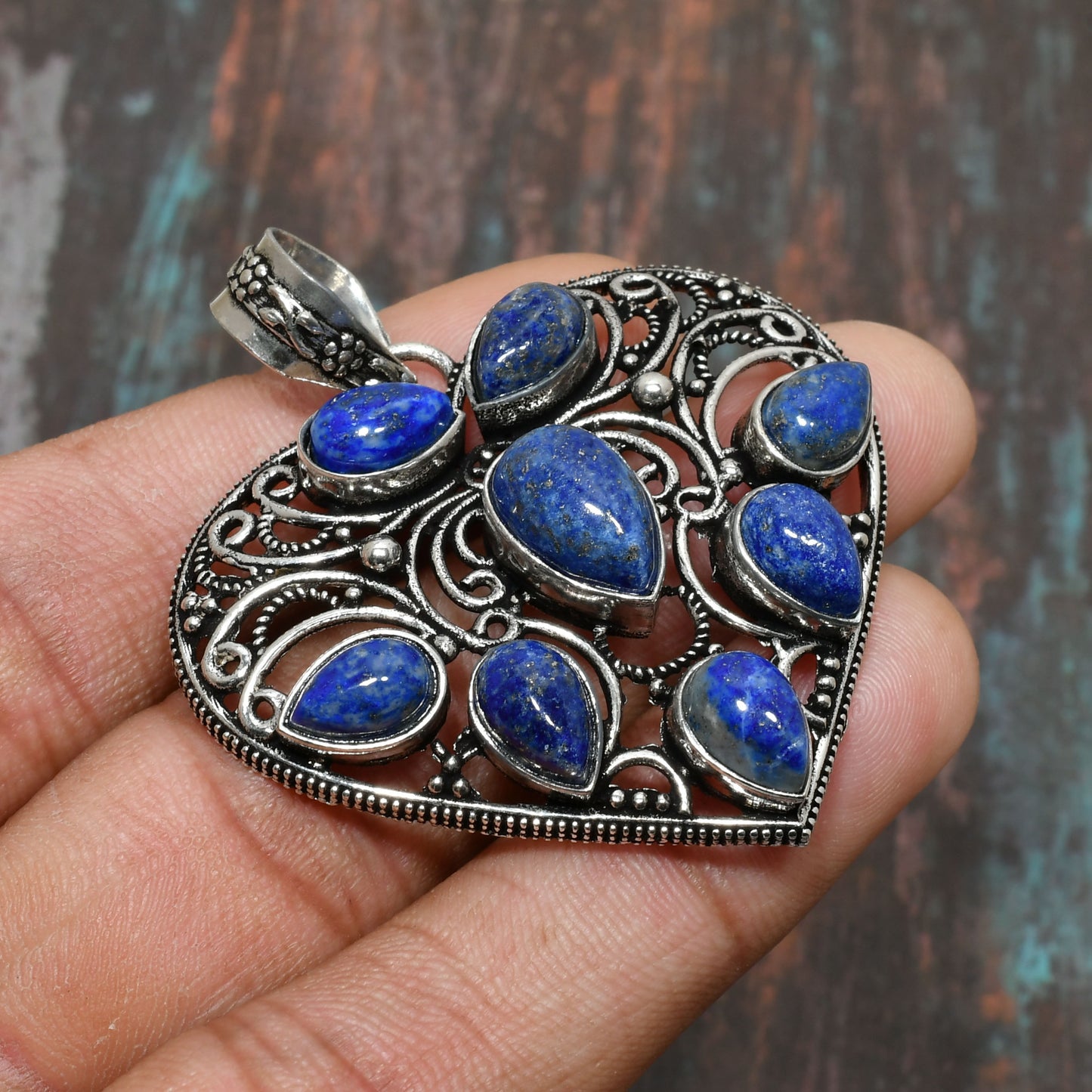 Aurora’s Heart – Lapis Lazuli Silver Pendant
