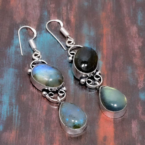 Aurora’s Embrace – Labradorite Drop Earrings
