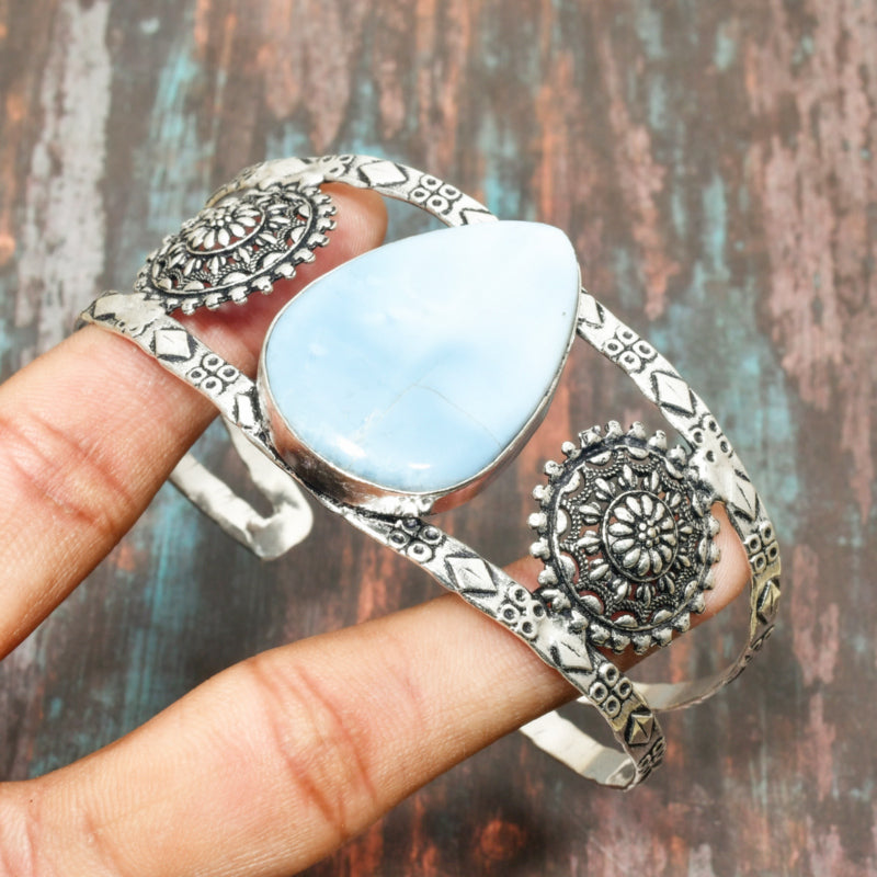 Celestial Cascade – Larimar & Silver Bracelet