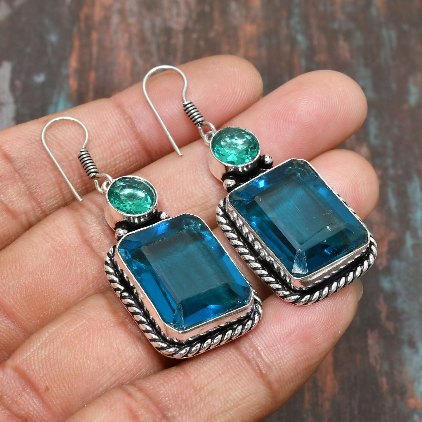 Ocean’s Whisper – Blue Topaz Silver Earrings