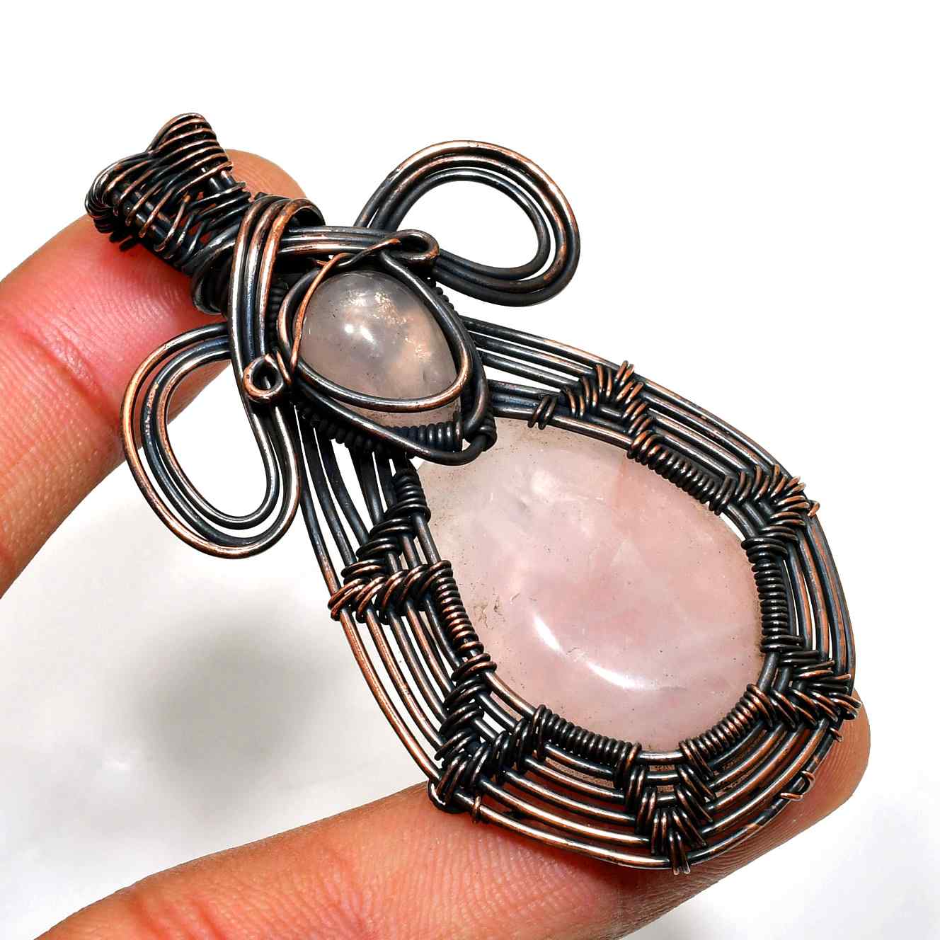 Ezra’s Veil – Rose Quartz Copper Pendant
