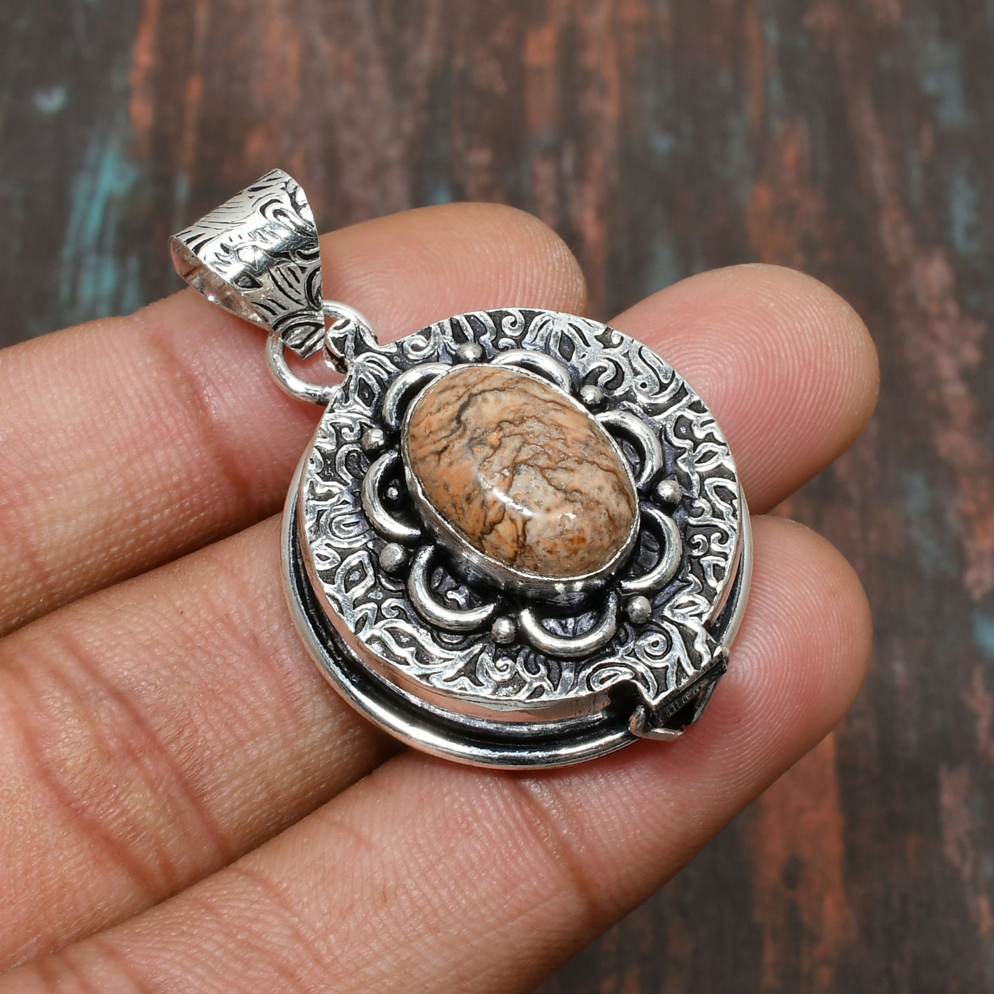 Earthbound Elegance – Sterling Silver Natural Stone Pendant