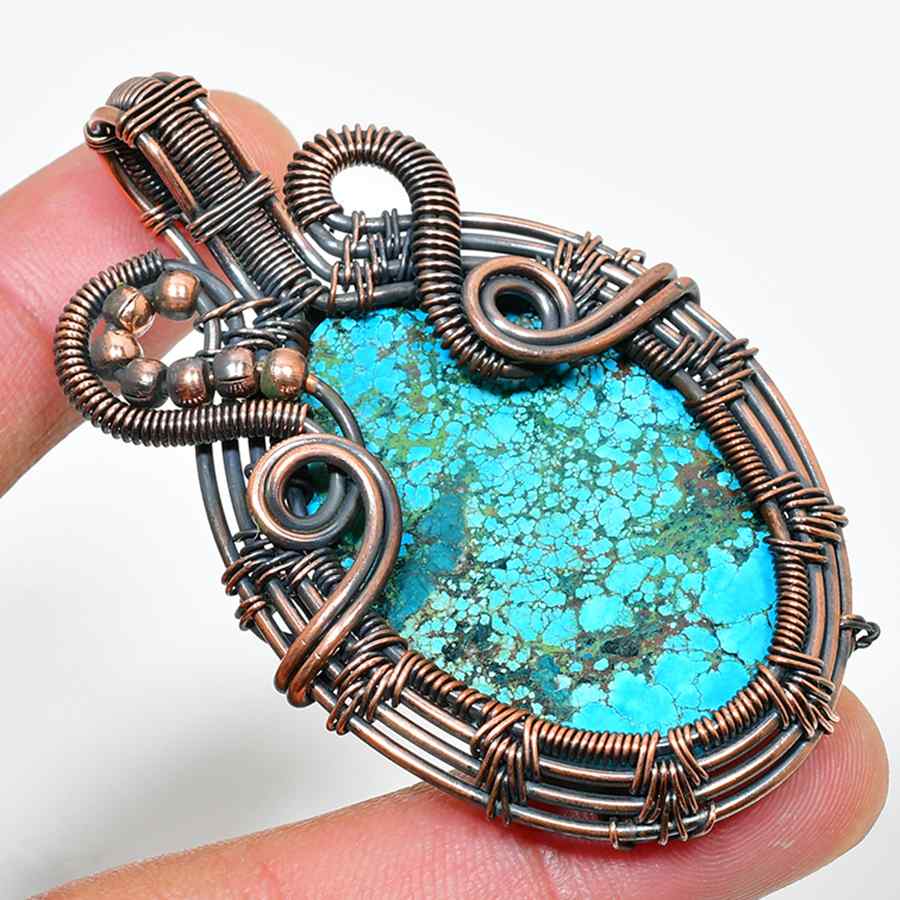 Serenity Stone – Antique Bronze-Wrapped Turquoise Pendant