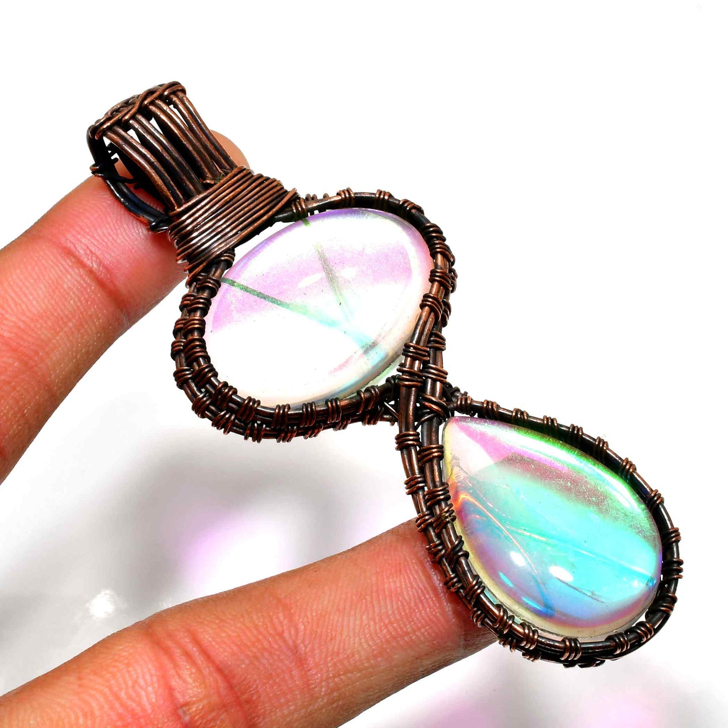 Celestial Embrace – Opalite & Copper Pendant