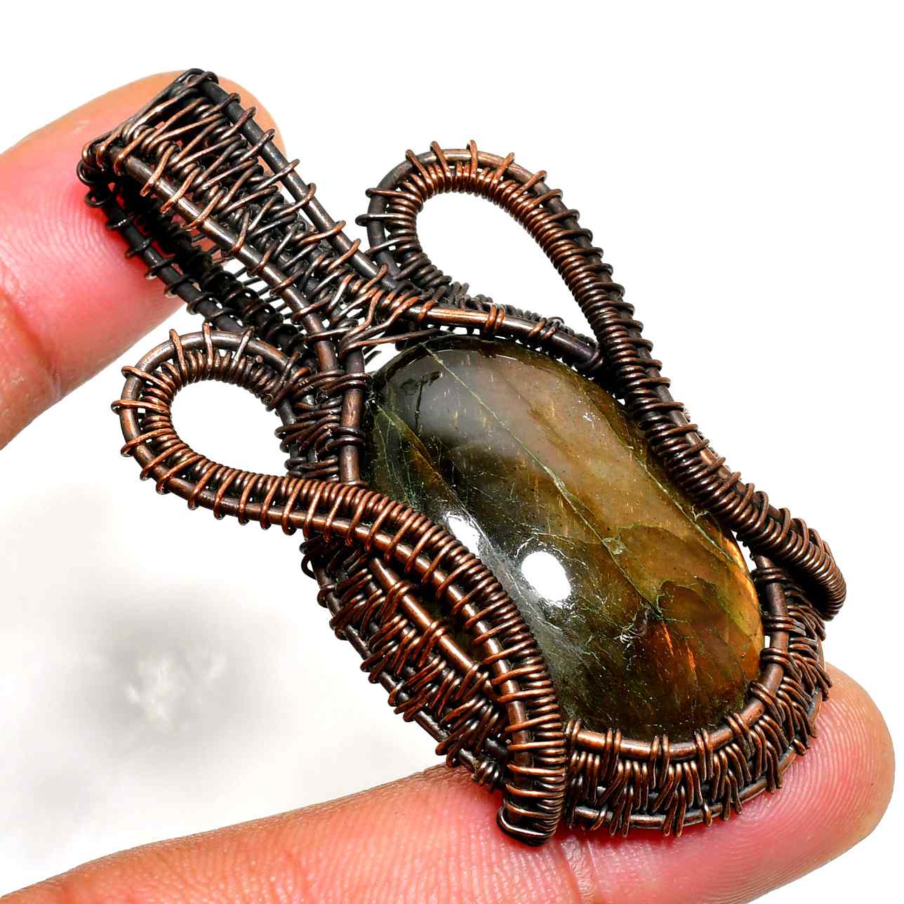 Luna’s Light – Oxidized Copper Gemstone Pendant