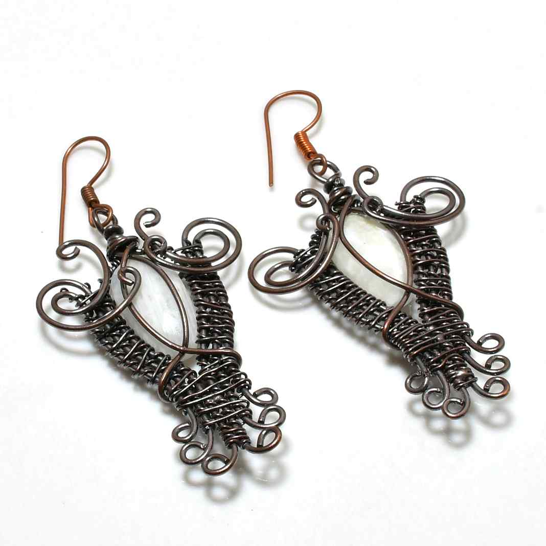 Serenity’s Glow – Oxidized Copper Gemstone Earrings