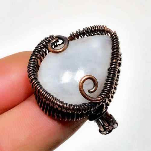 Luna’s Embrace – Oxidized Copper Moonstone Ring