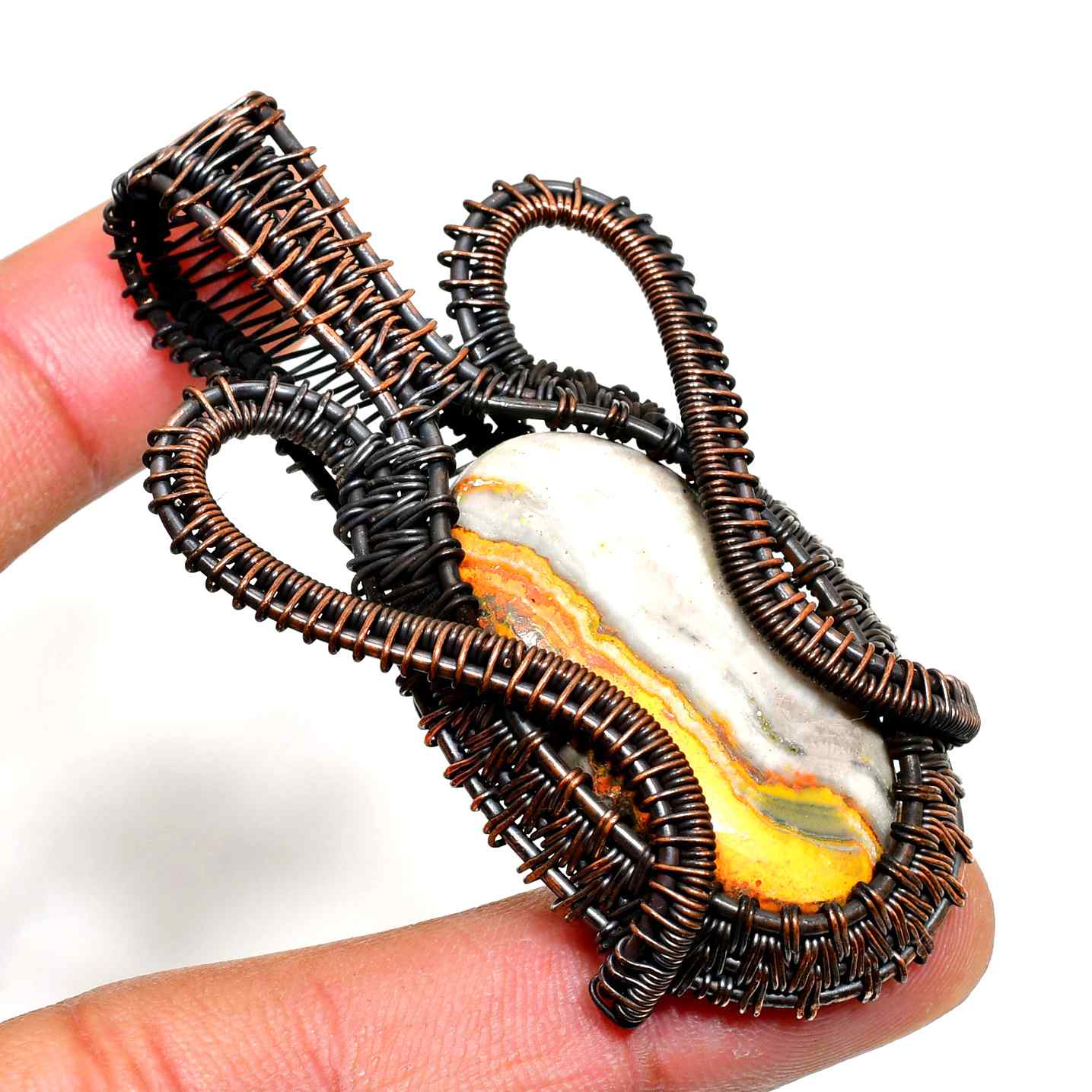 Gaia’s Embrace – Copper-Wrapped Agate Pendant