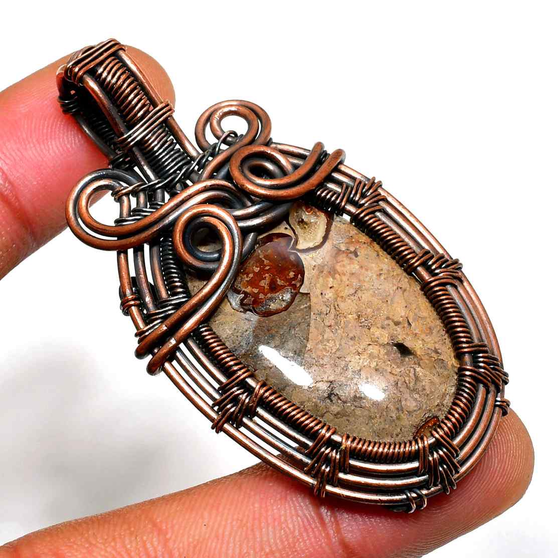 Gaia’s Balance – Natural Stone Copper Pendant