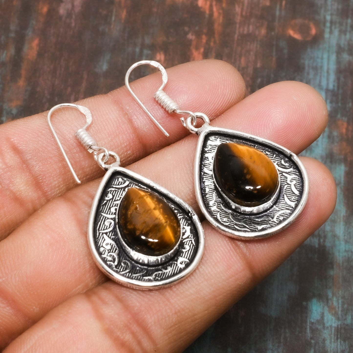 Grounded Grace – Tiger’s Eye Sterling Silver Earrings
