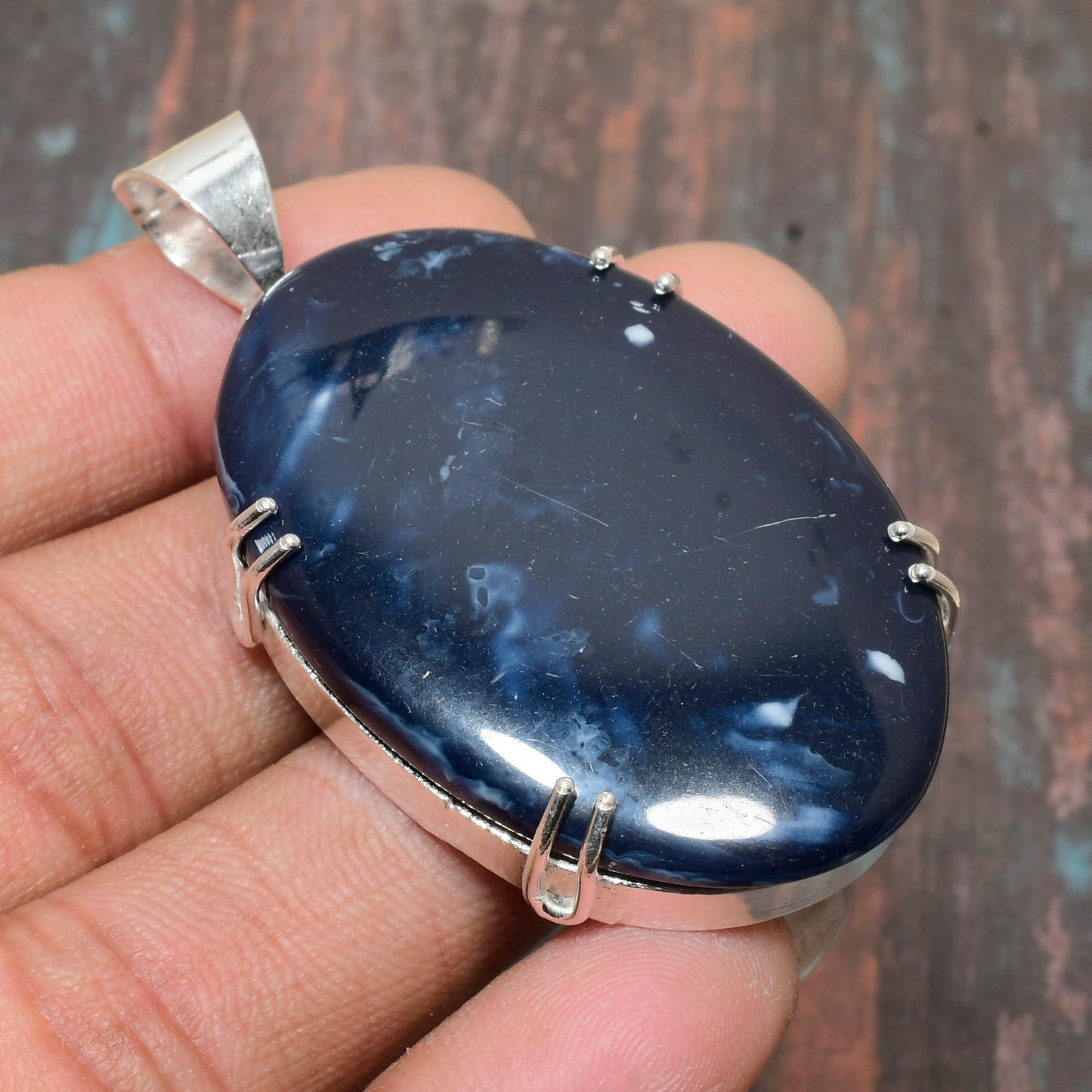 Serenity’s Lace – Blue Lace Agate Sterling Silver Pendant