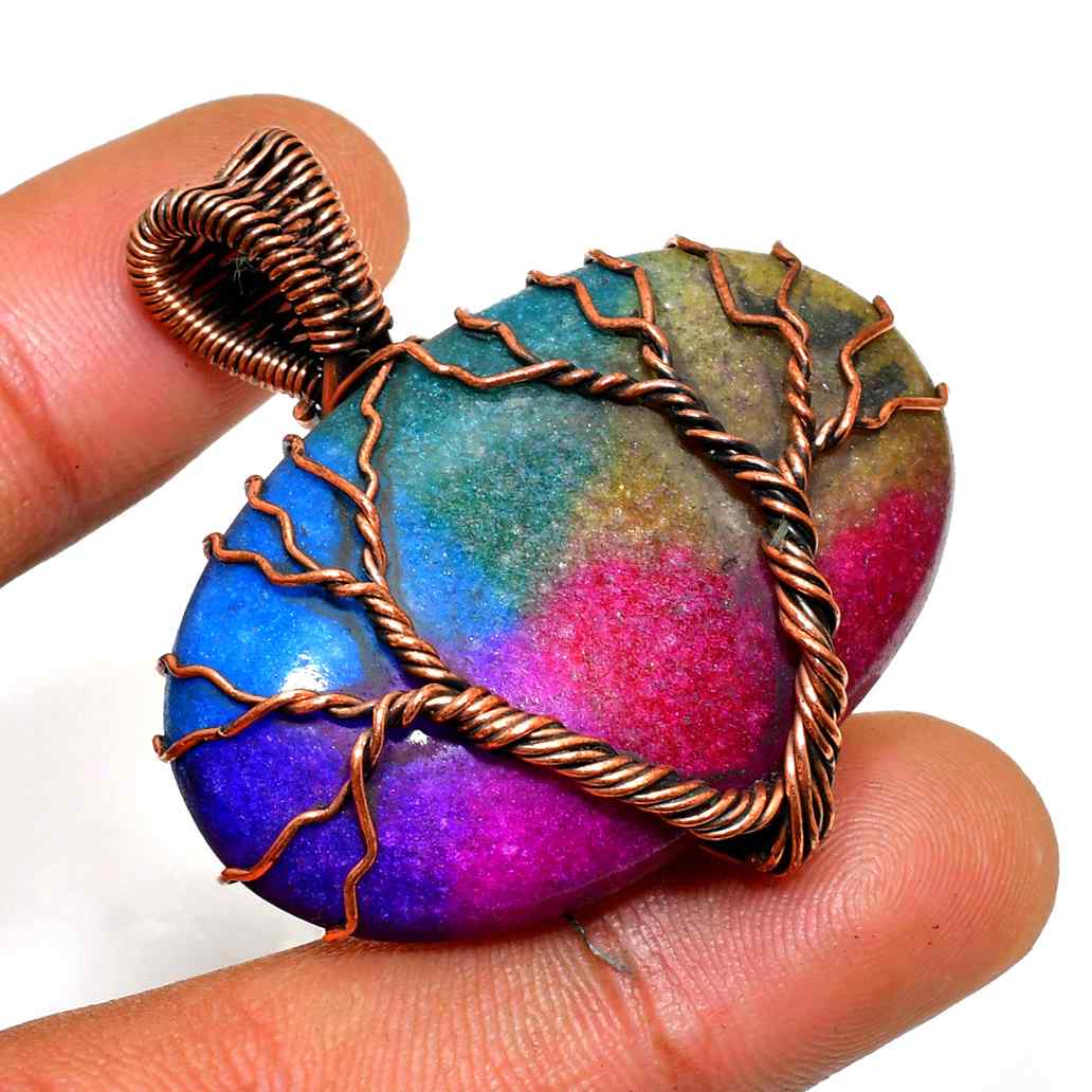 Arbor’s Prism – Rainbow Agate Copper Pendant